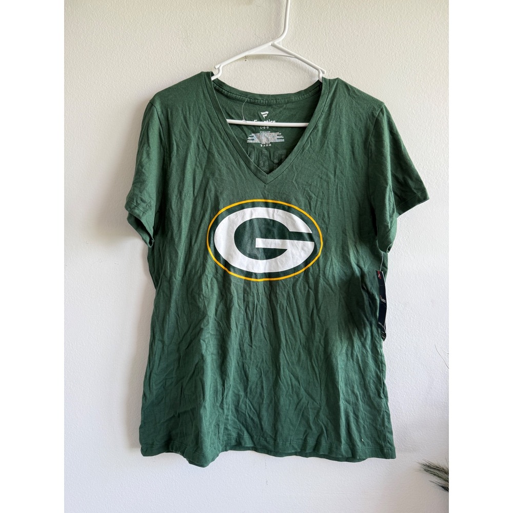 Fanatics Green Bay Packers Davante Adams 17 V-Neck T-Shirt Womens L Green NFL